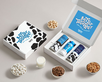 milk and cookie gift box with custom messaging
