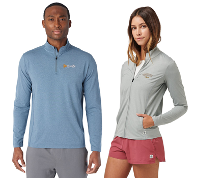 light blue and light gray zip athletic jackets