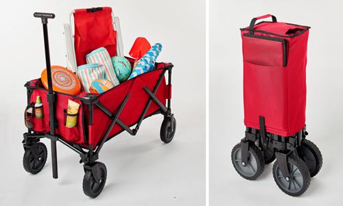 folding red wagon with brandable storage case