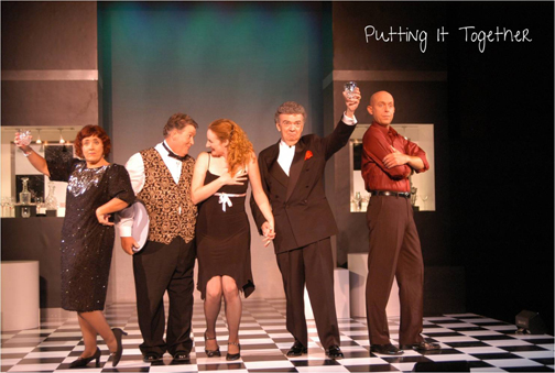 Fairley, second from left, and other cast members in a local theater production of "Putting it Together."