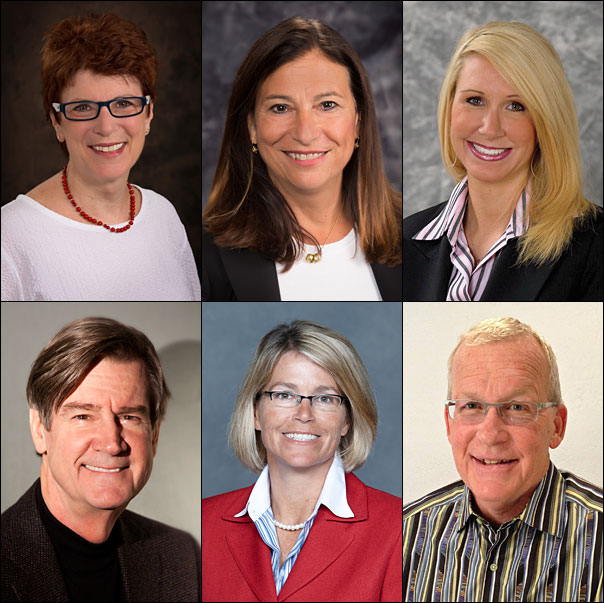 PPEF's incoming officers are (clockwise from top left) Chair Pat Dugan, MAS; Immediate Past Chair Kippie Helzel, MAS; Chair Elect and Vice Chair – Fundraising Lori Bauer; Vice Chair – Marketing Bruce Perryman, MAS+; Vice Chair – Scholarship Carol de Ville, MAS; and Vice Chair – Strategic Planning/Budget David Tate.