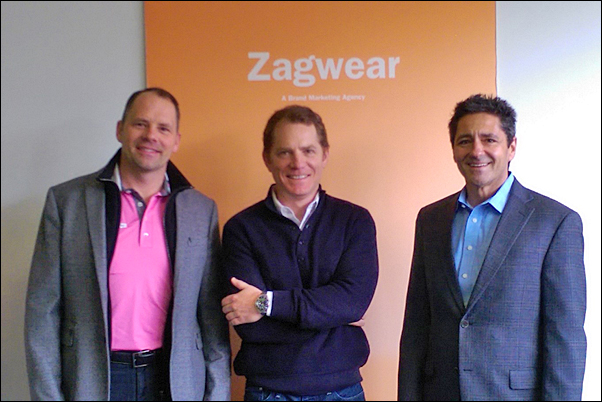 PPAI Board Chair Tom Goos, MAS (left) and PPAI President and CEO Paul Bellantone, CAE (right), met with Zagwear CEO Toby Zacks during their time in New York.