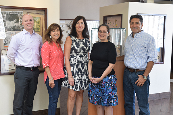 Dr. Marion Steele (second right), an at-large board member of the Australasian Promotional Products Association, visited PPAI headquarters, where she met with (from left) Diversity Development and Engagement Manager Seth Barnett, Editor Tina Berres Filipski, Public Affairs Director Anne Stone, and President and CEO Paul Bellantone, CAE, among others.