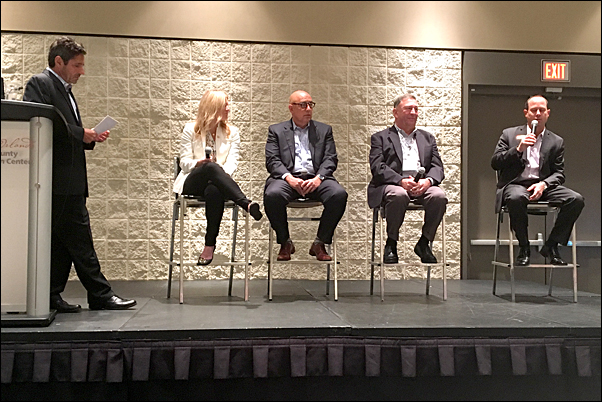 PPAI President and CEO Paul Bellantone, CAE (left) moderates a panel discussion with Snuz USA Vice President of Sales Brittany David; Carpe Diem Sales & Marketing Co-Founder Mike Giordano; JB of Florida President Wayne Greenberg, MAS; and SAGE President David Natinsky, CAS, on industry trends and outlook.