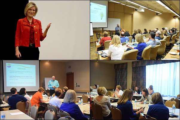 LDW's education line-up included a breakfast session on Wednesday with (Top Left) Shelley Row, professional engineer and former senior executive, and 25 education sessions with speakers and panelists from PPAI staff and from within and outside the promotional products industry.