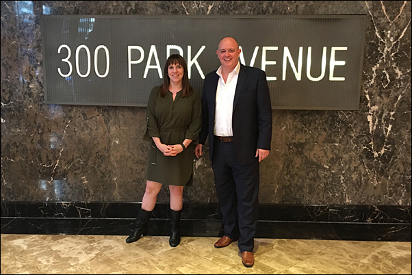 Outstanding Branding's Sarah Penn and Andy Thorne at the UK distributor's NYC office.