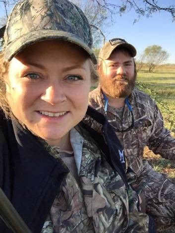 Neal and his wife take a selfie while hunting.