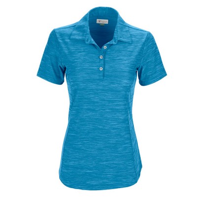 aqua blue heathered ladies tailored golf shirt