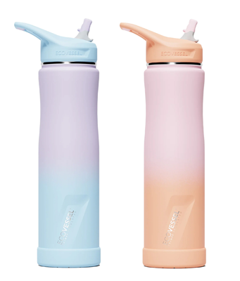EcoVessel - The Summit water bottle - floral puff & coral sands