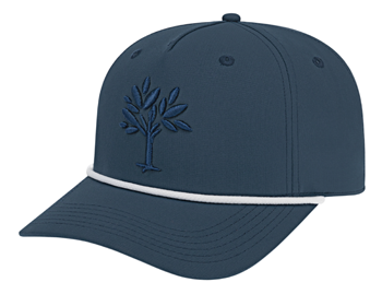 dark blue cap with white rope accent and embroidered tree logo